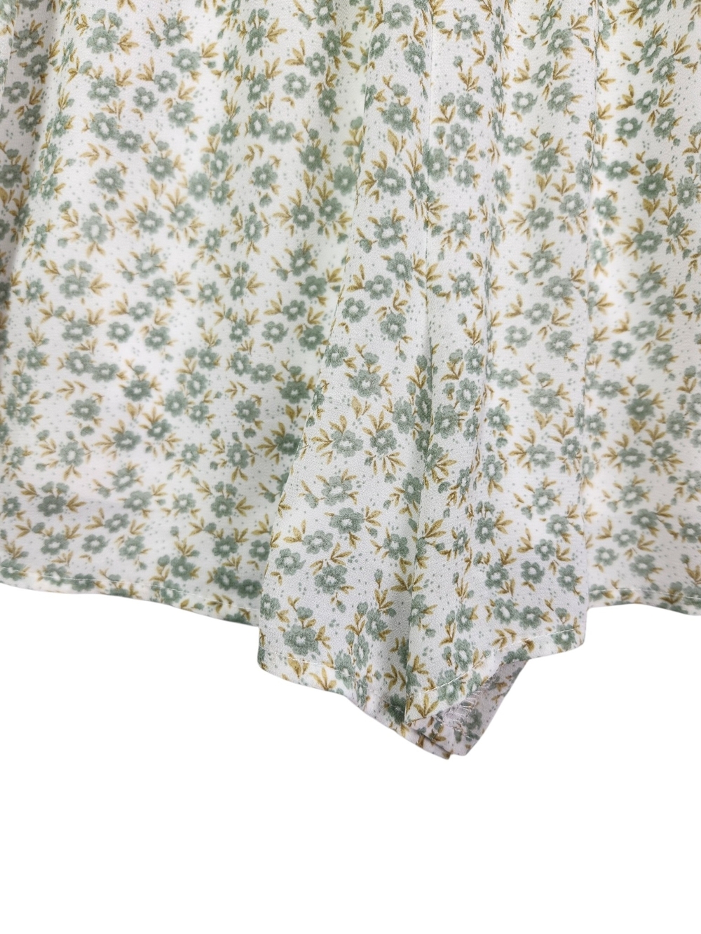 Papaya Floral Romper Dress Med Cottagecore Boho Sundress Sage Green Mini Flowy - Picture 4 of 13